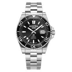 Roamer PREMIER 42mm黑色太阳纹表盘200m潜水男士自动机械手表 986983418520