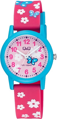 Q&Q Watch 32mm Pink Butterfly Pattern Dial Quartz Children's Watch V23A021VY