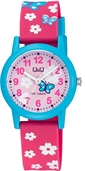 Q&Q Watch 32mm Pink Butterfly Pattern Dial Quartz Children's Watch V23A021VY