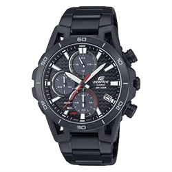 Casio EDIFICE SOSPENSIONE 碳纖維錶盤黑色不鏽鋼錶帶太陽能賽車手錶 EQS-960DC-1A