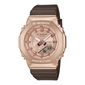 Casio G-SHOCK 奢华桃红金色表圈棕色珠光表带指针数码女士手表 GM-S2100CB-5A