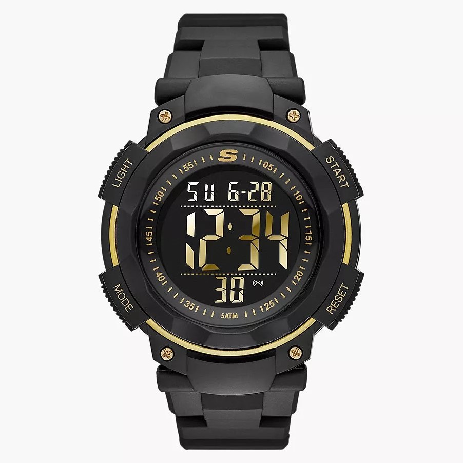 Skechers Ruhland 45mm黑色錶盤男士運動數位手錶 SR1019