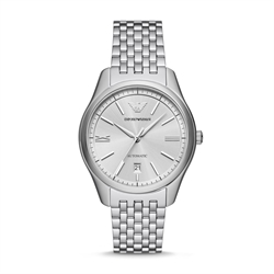 Emporio Armani 41mm Silver Dial Three-Hand Date Stainless Steel Men's Mechanical Watch AR60076