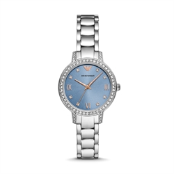 Armani Watch Ice Blue Diamond Dial Three-Hand Stainless Steel Women's Watch AR11585