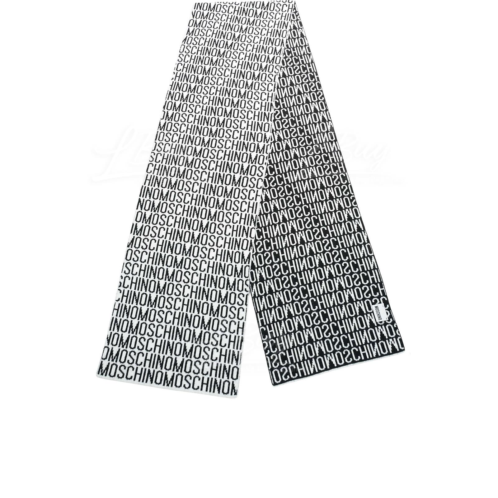 Moschino Logo 全羊毛 圍巾/頸巾 黑白色