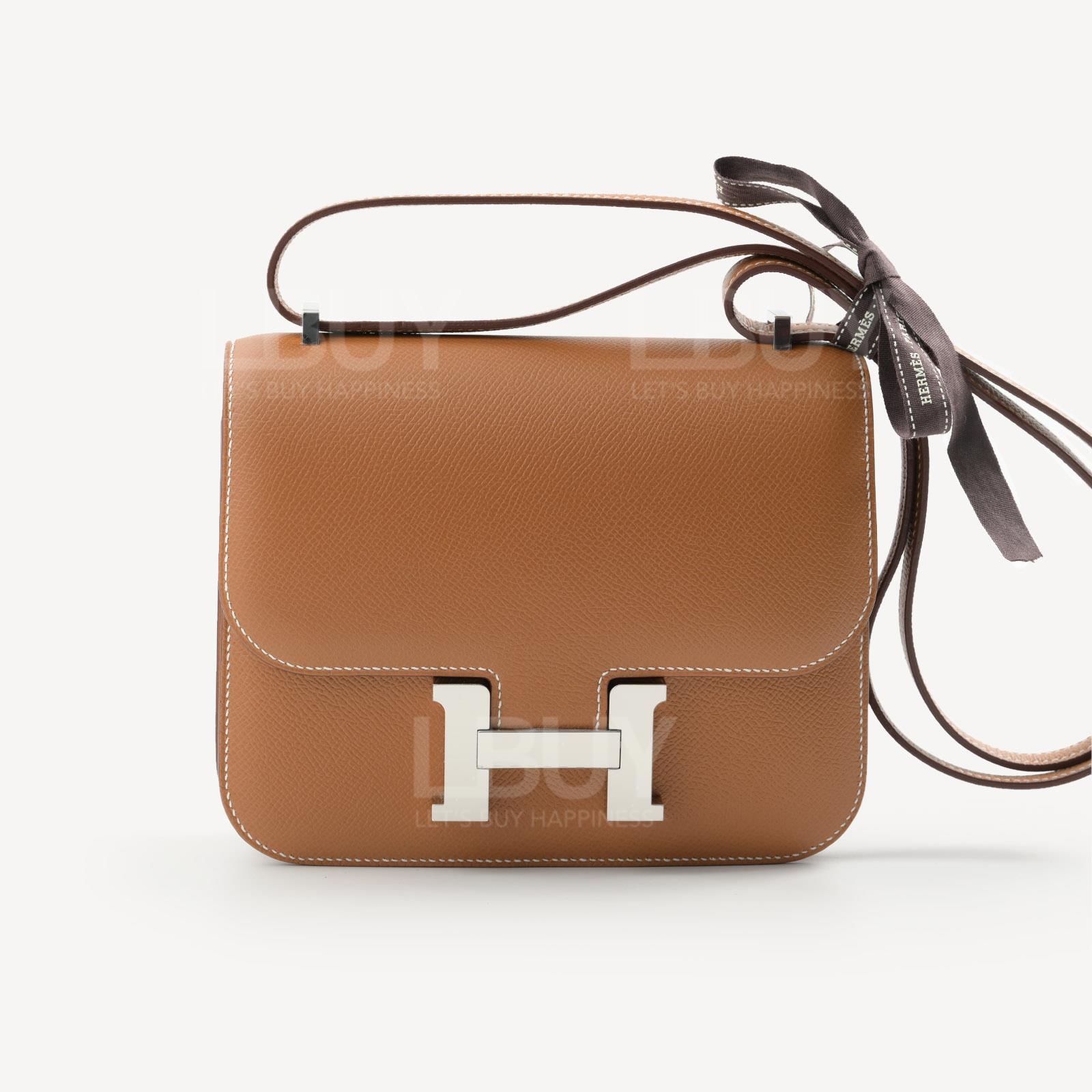 Hermes Mini Constance 19 金棕色銀扣