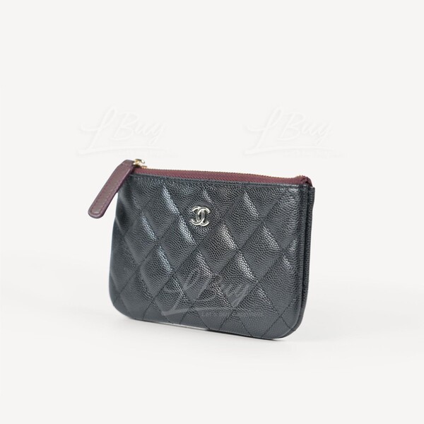 CHANEL-Chanel Classic Zipper Coinsbag Mini Pouch Black with Silver Tone  Metal A82365