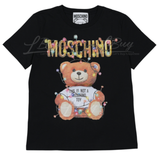 Moschino Couture Colour Light Logo Teddy Bear Short Sleeve T-Shirt Black