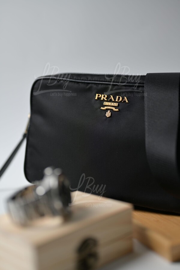 Prada Tessuto Nylon Black Camera Bag Crossbody 1BH089