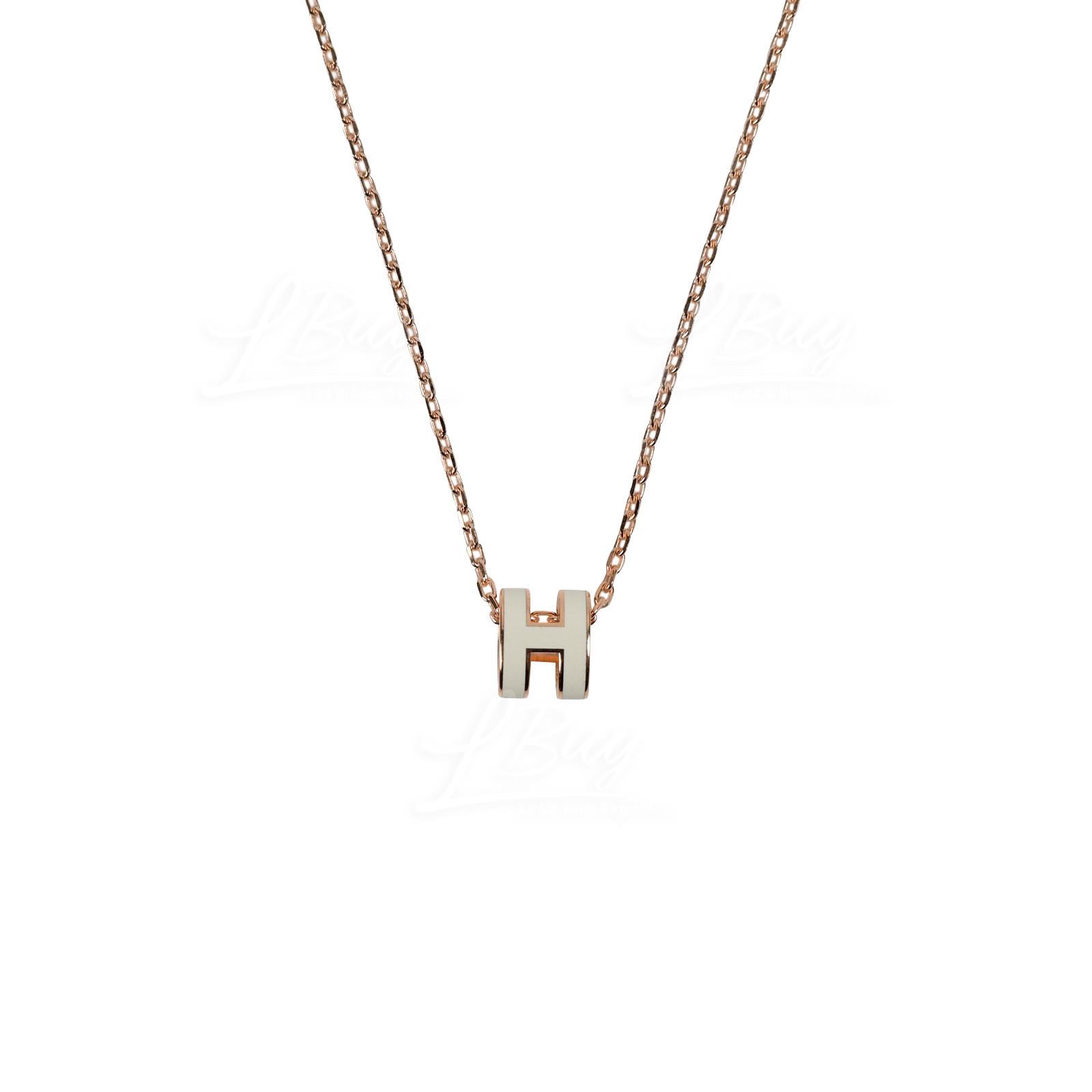 HERMÈS-Hermes Mini Pop H Necklace 項鍊 白色配玫瑰金色