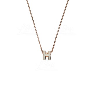 Hermes Mini Pop H Necklace 項鍊 白色配玫瑰金色