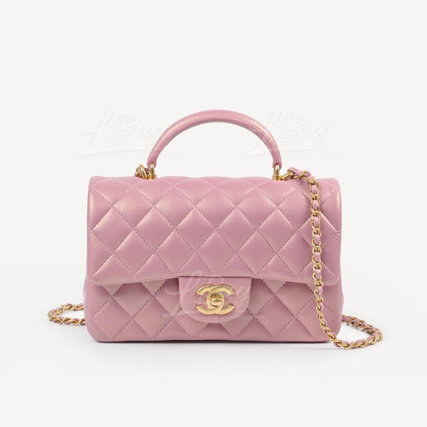 CHANEL-Chanel Pink Flap Bag with Top Handle