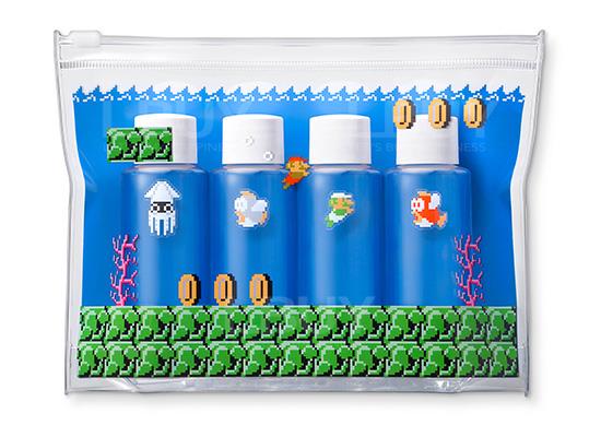 超級瑪利歐　Travel　透明化妝包&分裝瓶組（水中關卡）