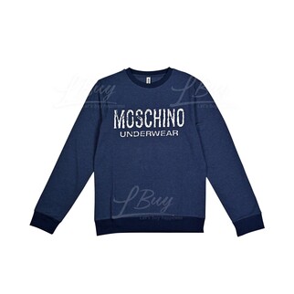 Moschino Underwear 白色 Logo 長袖T恤 深藍色