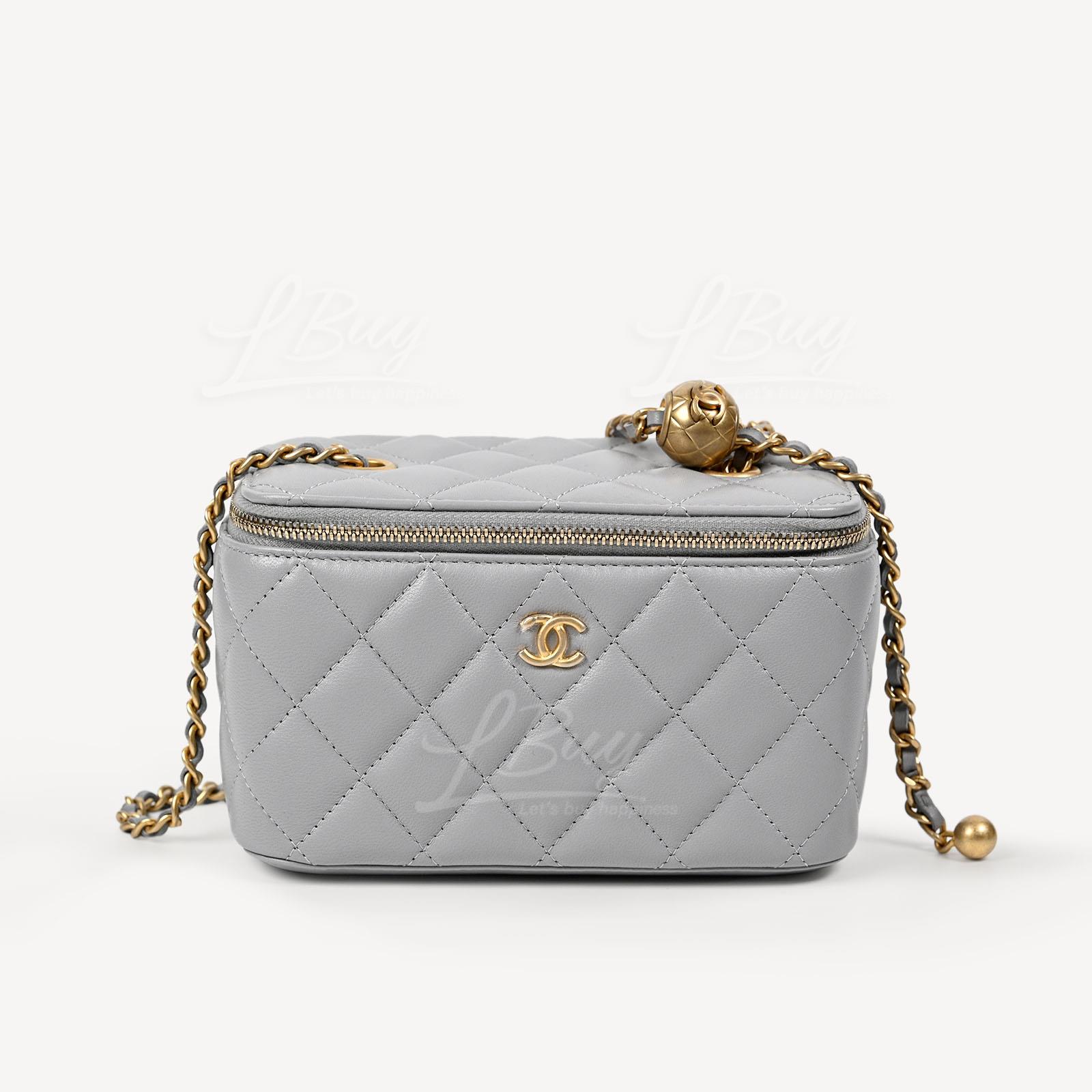 Chanel Gold Ball Grey Long Vanity Case with Chain AP2303