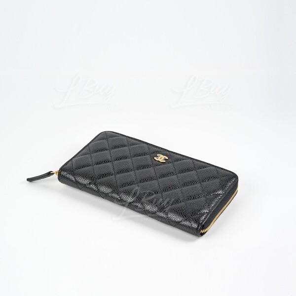 Chanel Classic Long Zipped Wallet Ap0242 Y01588 C3906, Black, One Size