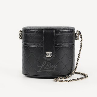 Chanel Vanity Case 鏡子黑色鏈帶小圓桶梳妝袋