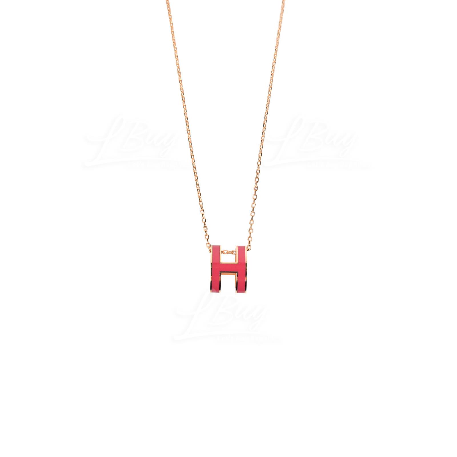 Hermes Pop H Necklace 项链 S7 亮粉色配玫瑰镀金