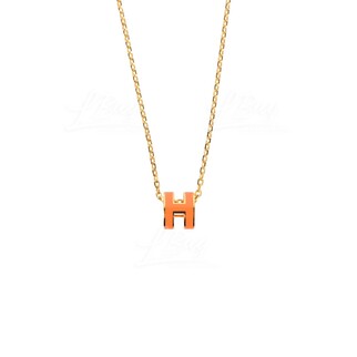 Hermes Mini Pop H Necklace Orange with Gold Hardware
