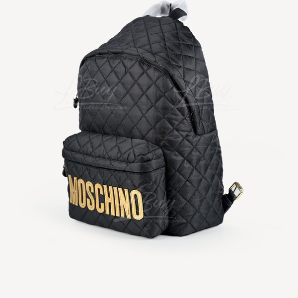 MOSCHINO Moschino Gold Logo Black Large Backpack