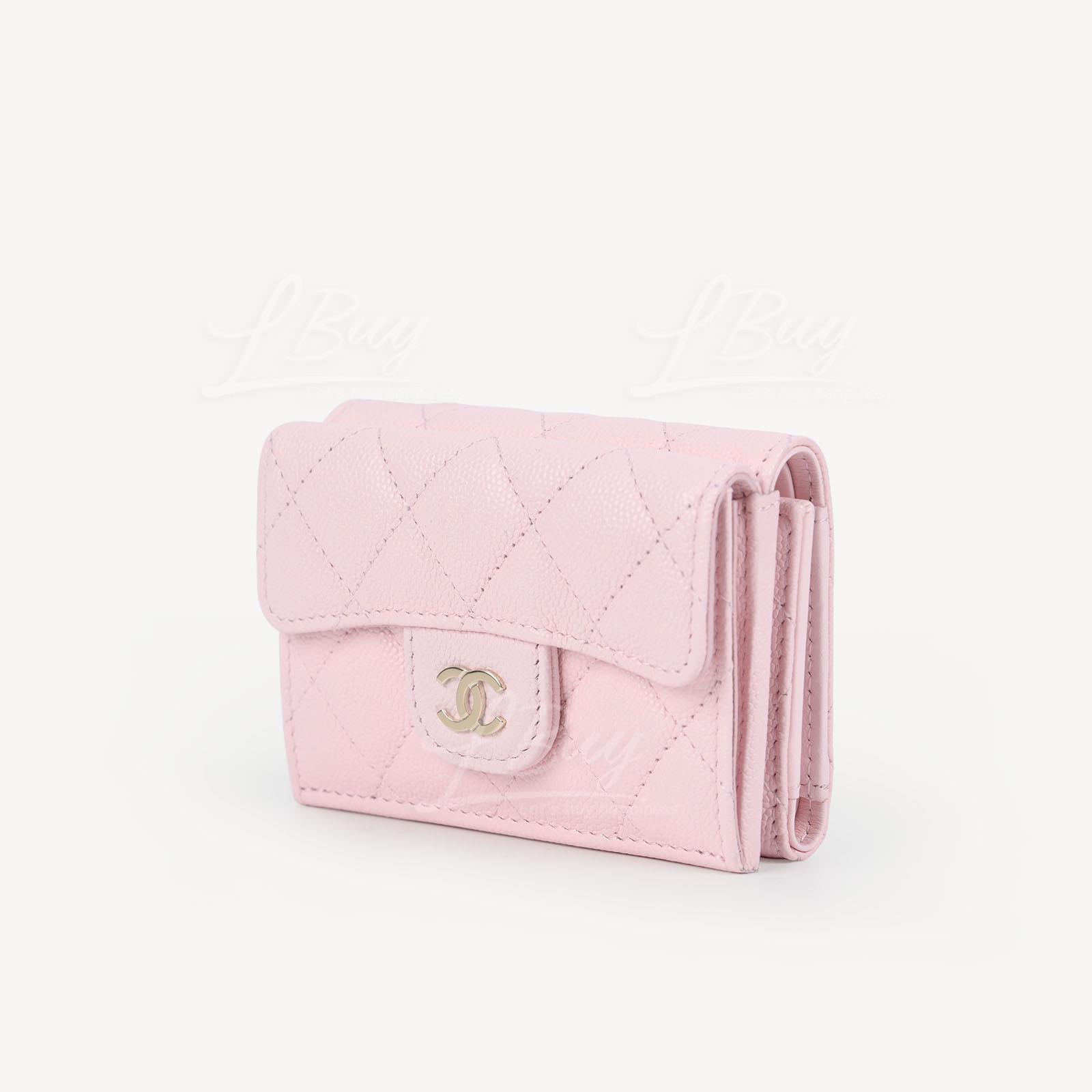 CHANEL-Chanel Classic Small Flap Wallet Light Pink with Gold CC