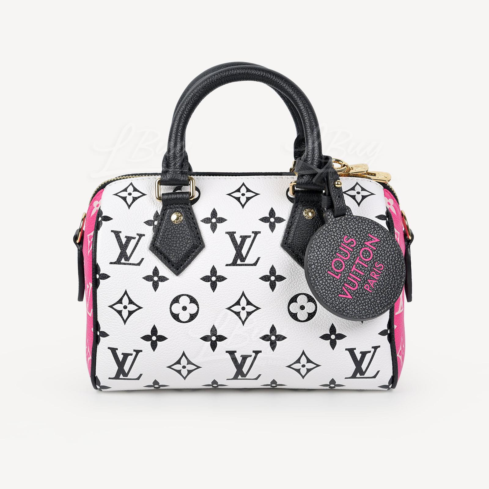 LOUIS VUITTON-LV SPEEDY BANDOULIÈRE 20 Handbag Shoulder Bag Black White Pink