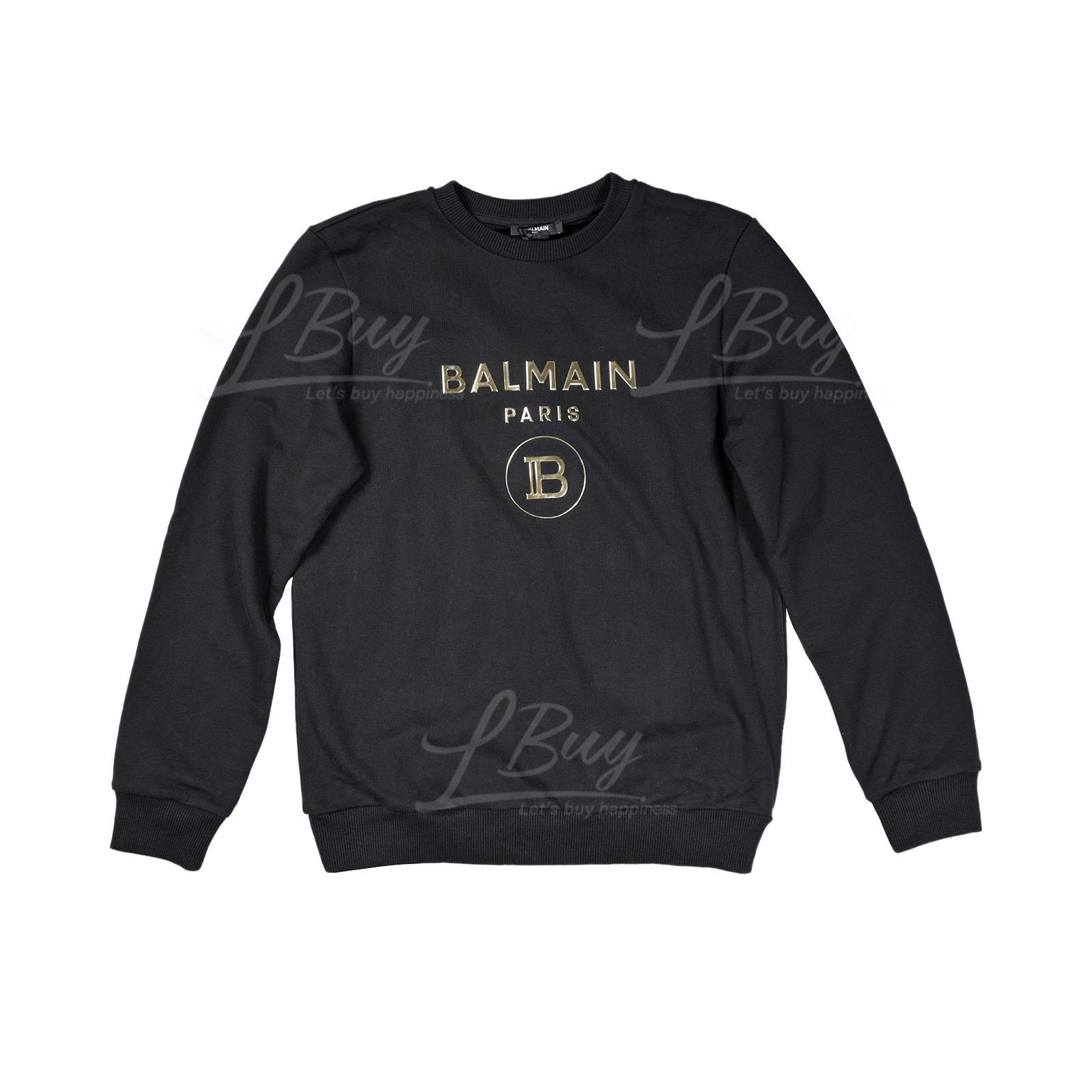 Balmain Gold Logo Sweatshirt Black