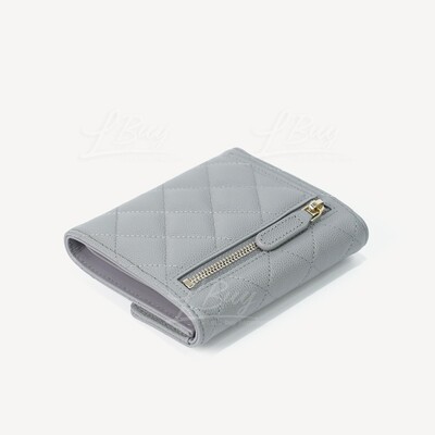 CHANEL-Chanel Classic Flap Wallet Light Grey AP0231