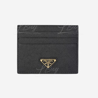 Prada Saffiano Gold Triangle Logo Leather Card Holder 1MC025