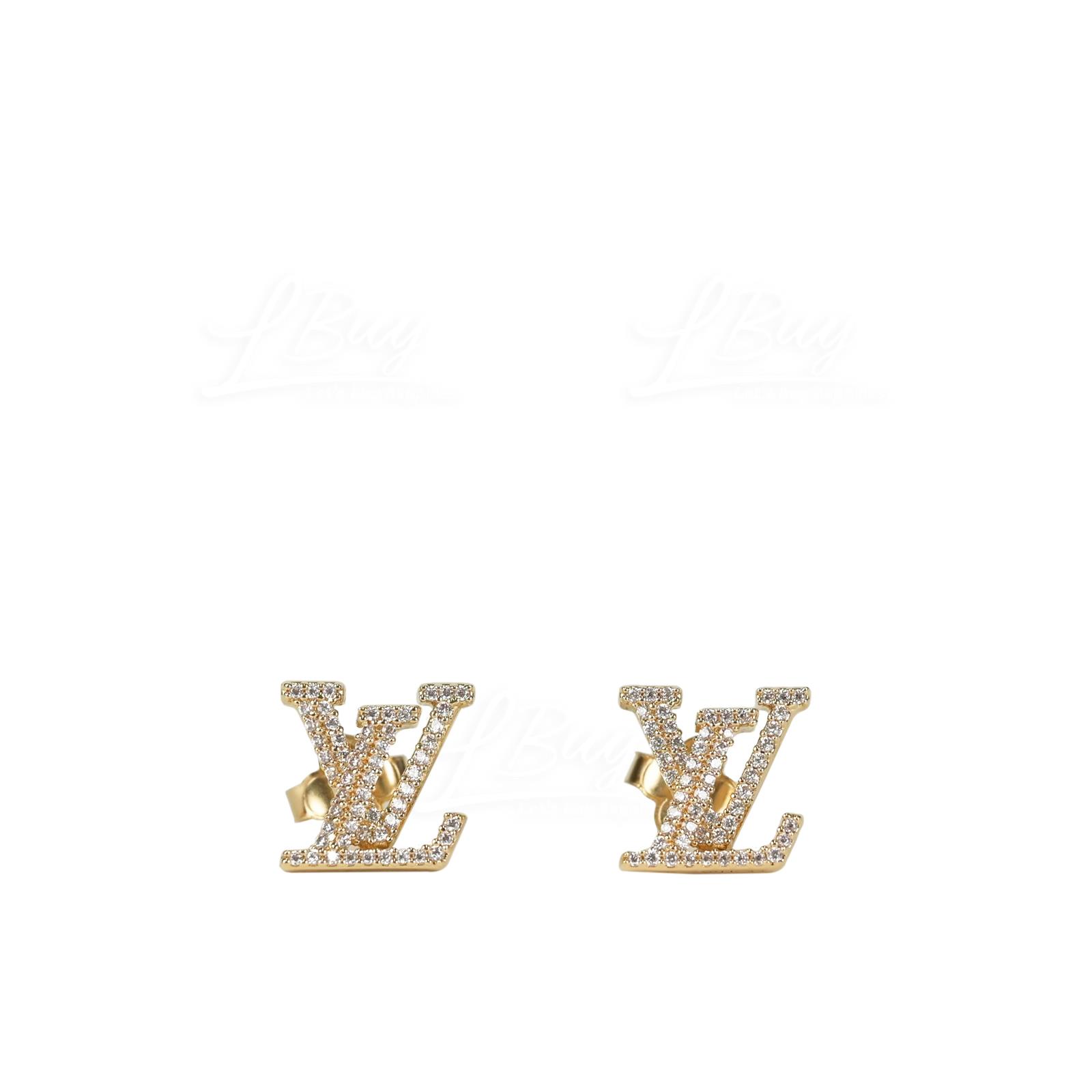 LV 金色水晶 Iconic Logo耳環 M00609