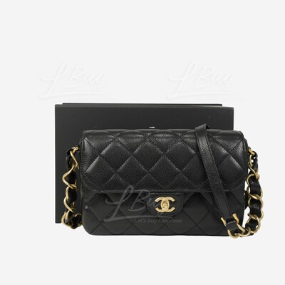 CHANEL-Chanel Grained Calfskin CC Logo 25cm Black Flap Bag AS3174