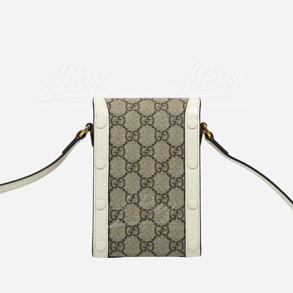 Gucci Horsebit 1955 mini bag in beige and white GG Supreme