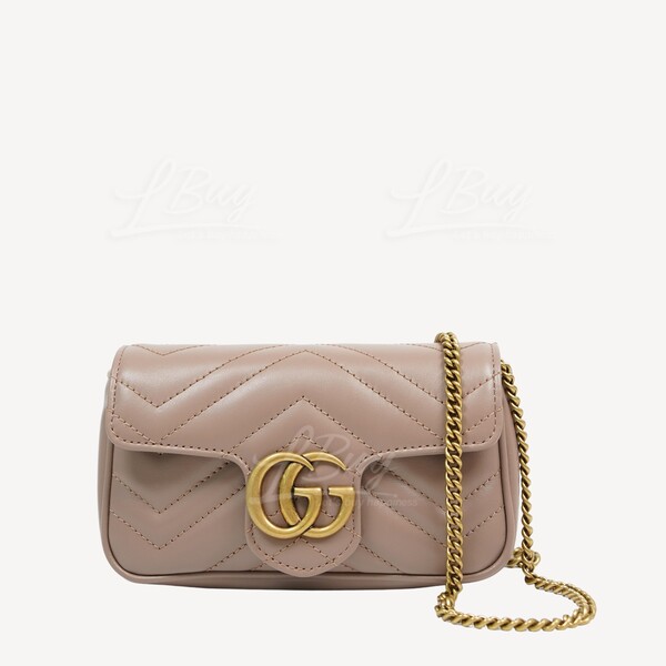 Gucci GG Marmont Matelasse Super Mini Bag Dusty Pink in Leather