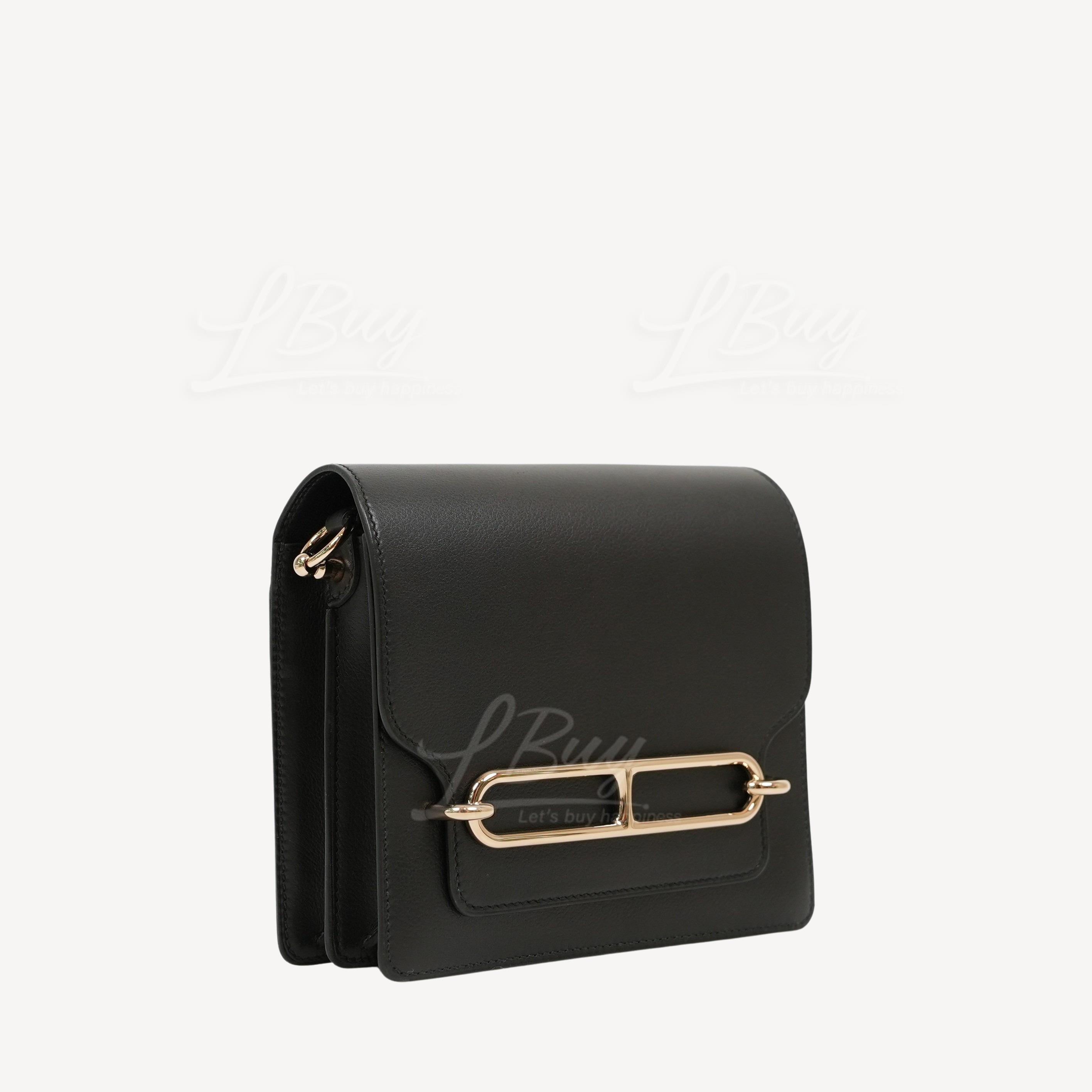 HERM S Hermes Roulis Mini Bag Evergrain Leather Black Light ghw