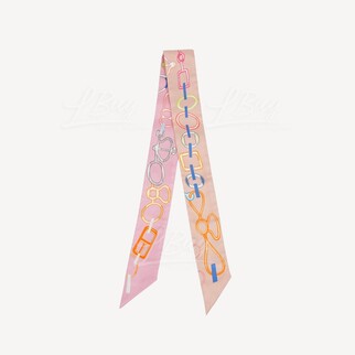 Hermes Do Re Boucles Twilly Rose Poudre Bleu Multicolore
