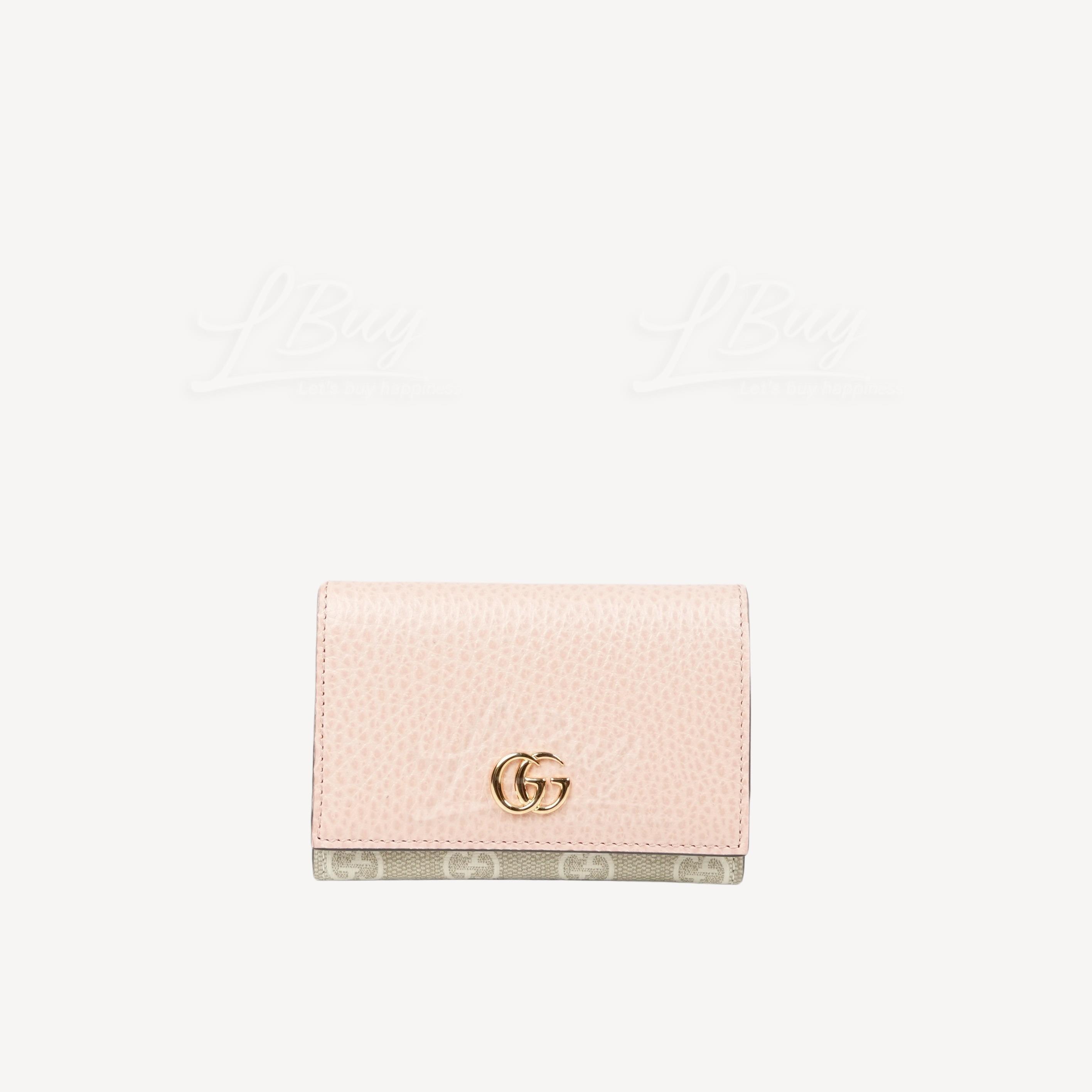 Gucci GG Logo MARMONT皮革卡片包 淺粉色 739525