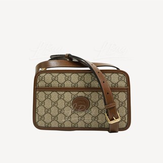 Gucci Interlocking G GG Logo Supreme Canvas Rectangular Crossbody Bag Brown 658572