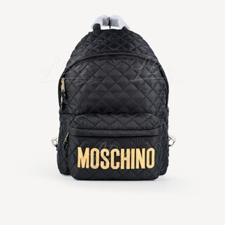 Moschino Gold Logo Black Large Backpack