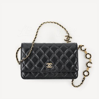 Chanel Grained Calfskin Black CoCo Wallet On Chain AP2298