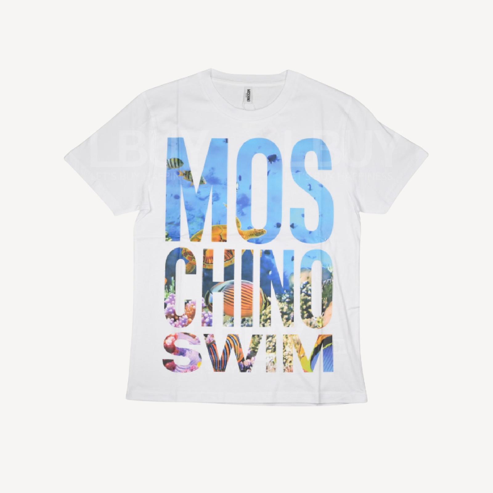 Moschino Swim 藍色海洋Logo 短袖T恤 白色
