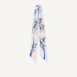 Hermes Twilly Space Derby 金屬馬圖案 奶油色 藍色 併色