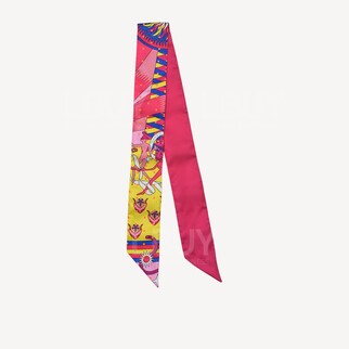 Hermes Plumetis Twilly 太陽波點圖案 桃紅色