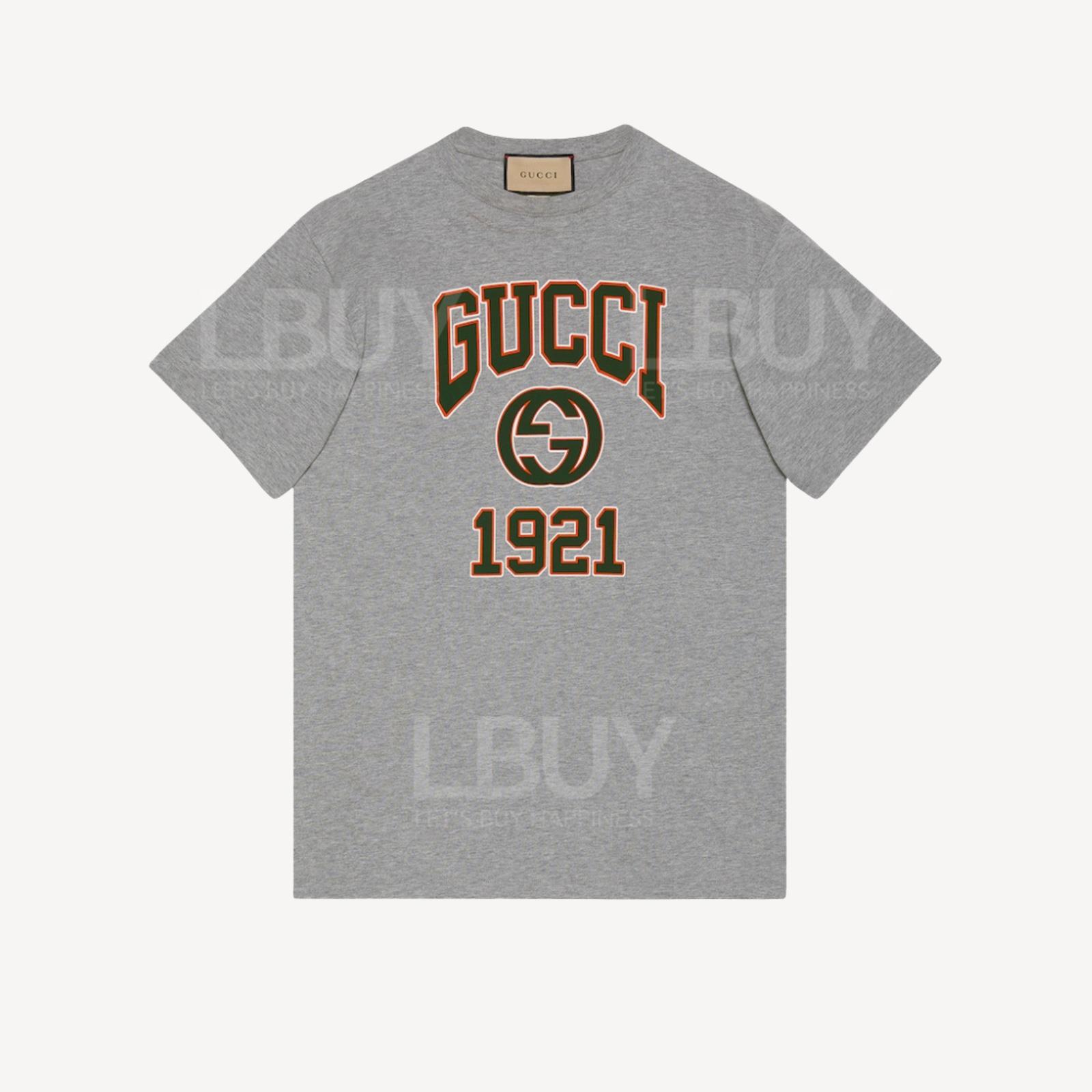 Gucci Logo 印花棉质短袖T恤 灰色 771758