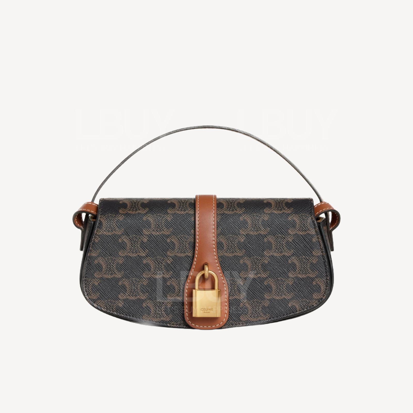 Celine Clutch On Strap Tabou In Triomphe Canvas And Calfskin Tan