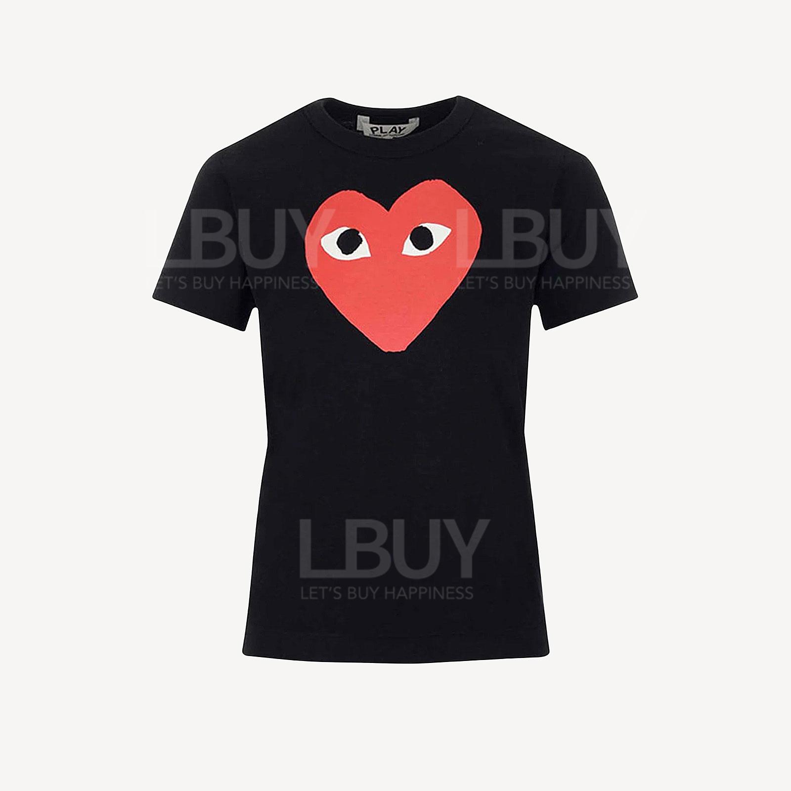 Comme des Garçons Play 大红色心形Logo 女装短袖T恤 黑色 P1T111