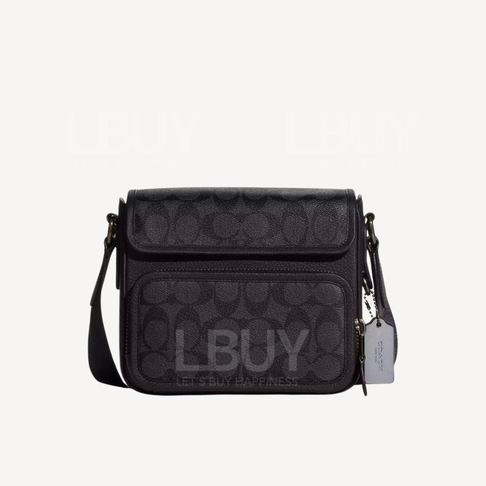 Coach Sullivan Flap Crossbody Bag In Signature Canvas 小型邮差袋 黑色