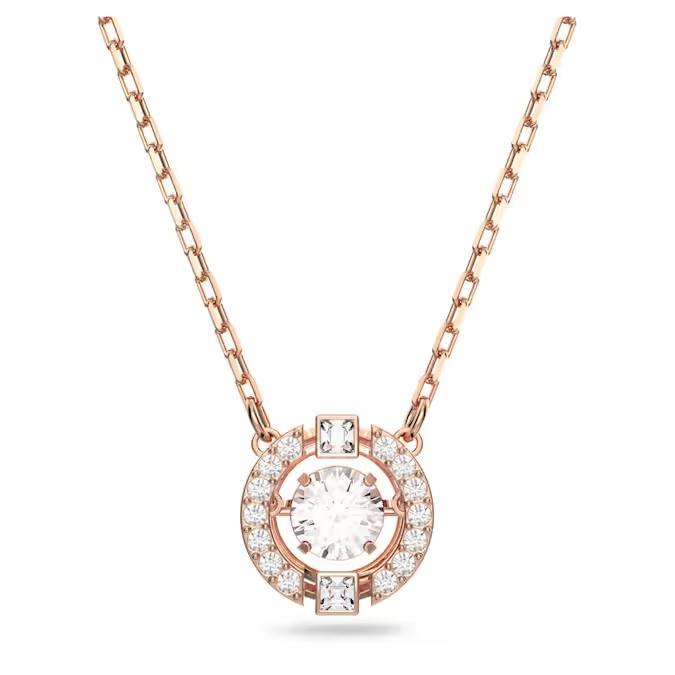 SWAROVSKI Sparkling Dance 项链 圆形切割 白色 镀玫瑰金色调