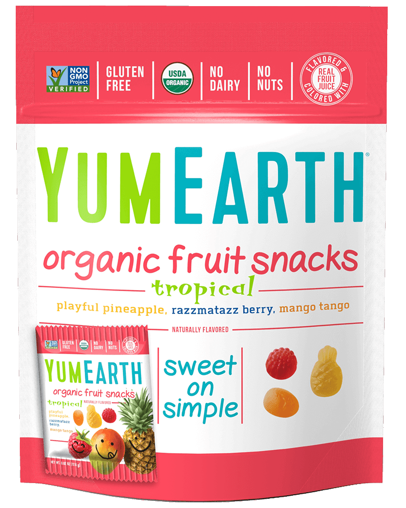YumEarth Organic Fruit Snack Tropical - Pineapple, Raspberry, Mangoy (10snack packs)