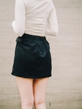  Suede Belted Skirt