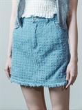  Fringe Hem Rough Denim Skirt